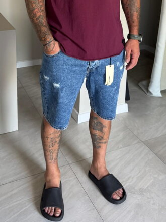 Pánske rifľové kraťasy